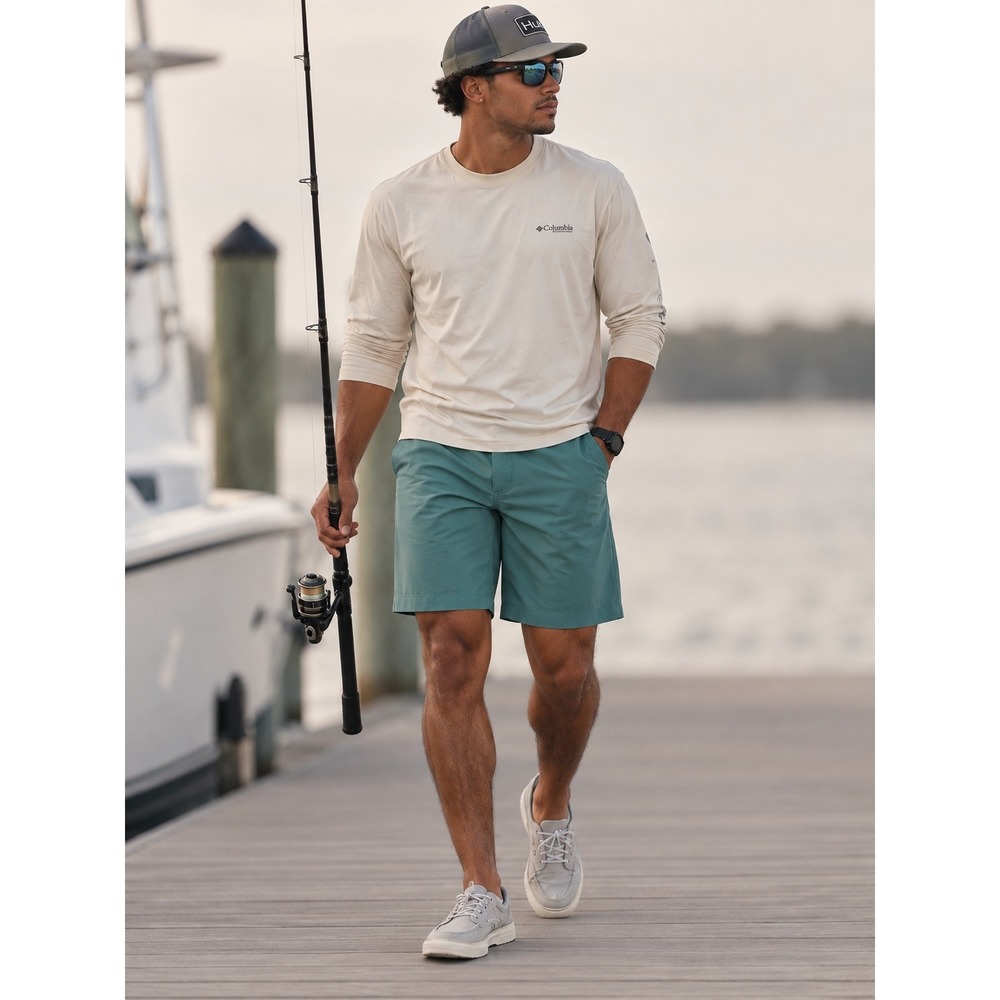 World Wide Sportsman Mens 38 Fishing Shorts Teal Green Quick Dry Performance